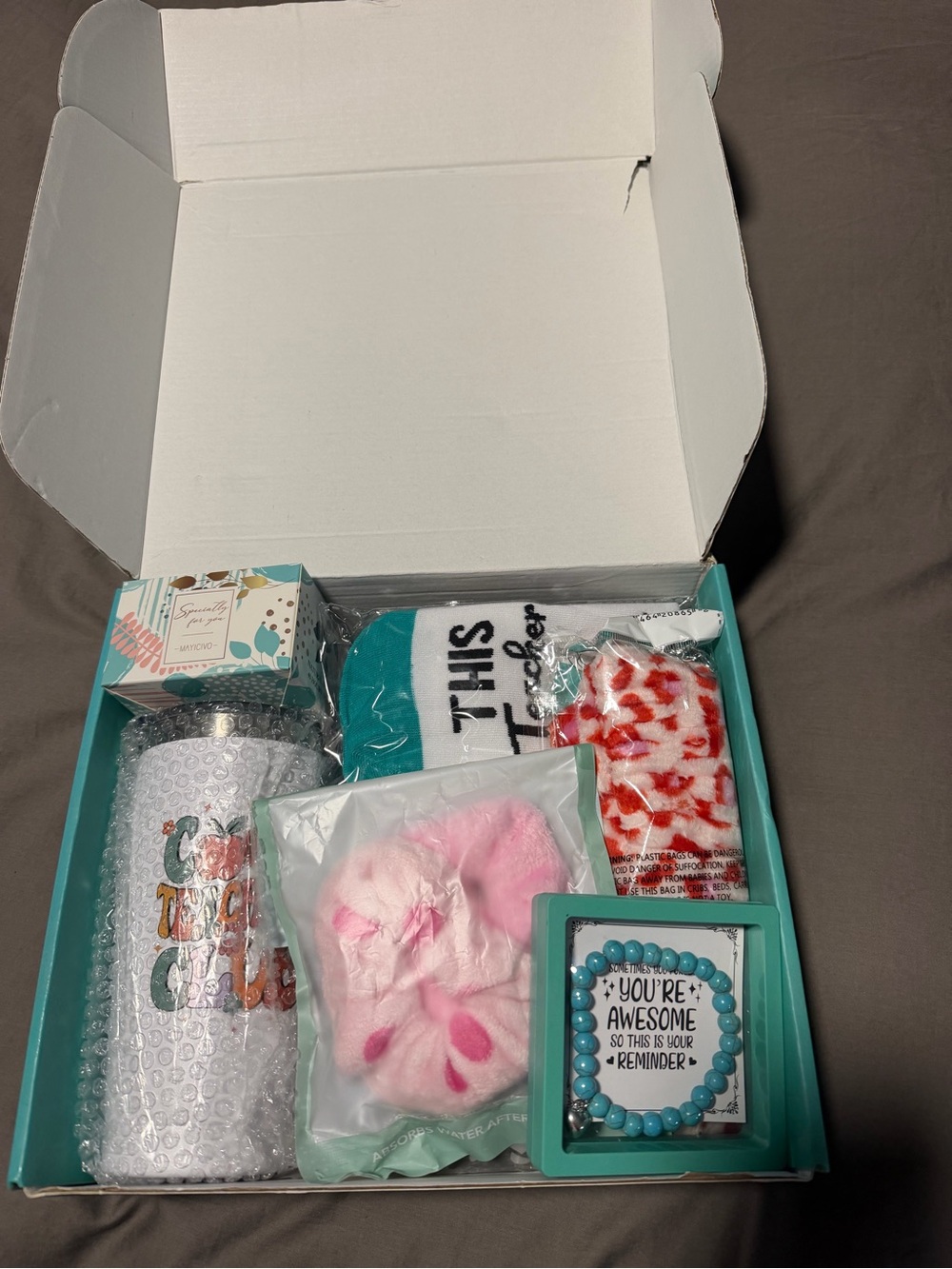 Teacher Self-Care Gift Box with Turquoise Accents